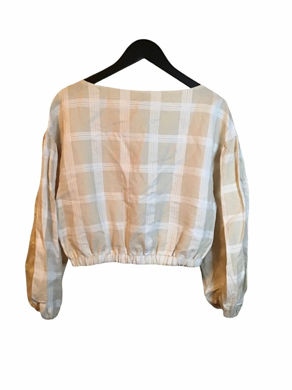 Antonio Melani Plaid Crop Top M Beige White