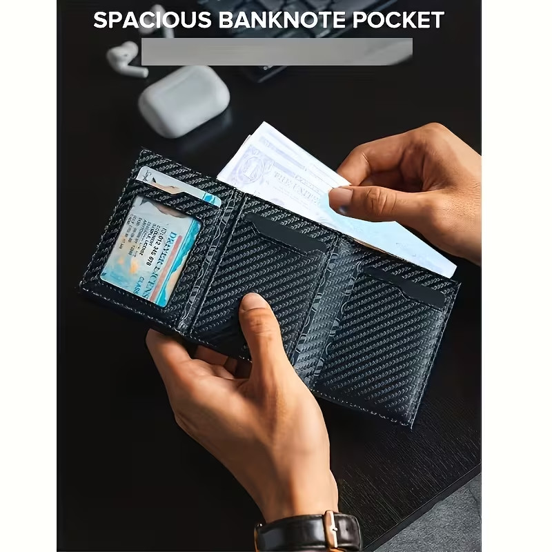 RFID, Blocking Pop Up Wallet, Carbon Fiber Card Holder, Slim Metal Wallet