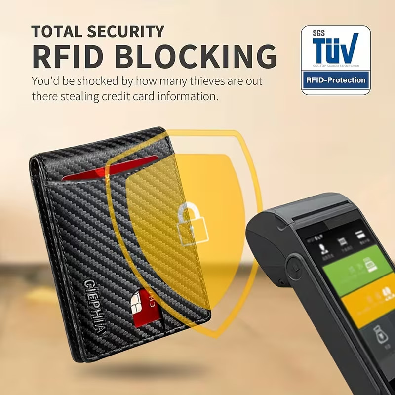 RFID, Blocking Pop Up Wallet, Carbon Fiber Card Holder, Slim Metal Wallet