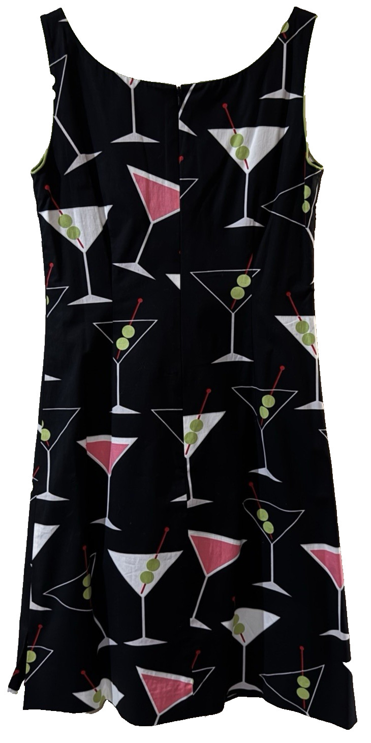 Becky & Max Y2K Black Martini Print Sleeveless Dress sz 2 NWOT