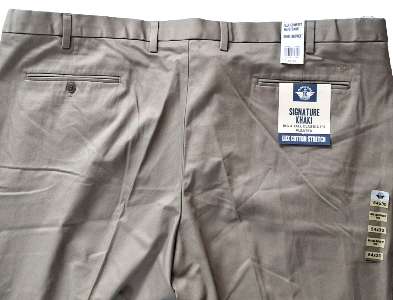 Dockers Pants 48 X 29 Big & Tall Light Khaki Classic Fit Pleated Flex Comfort