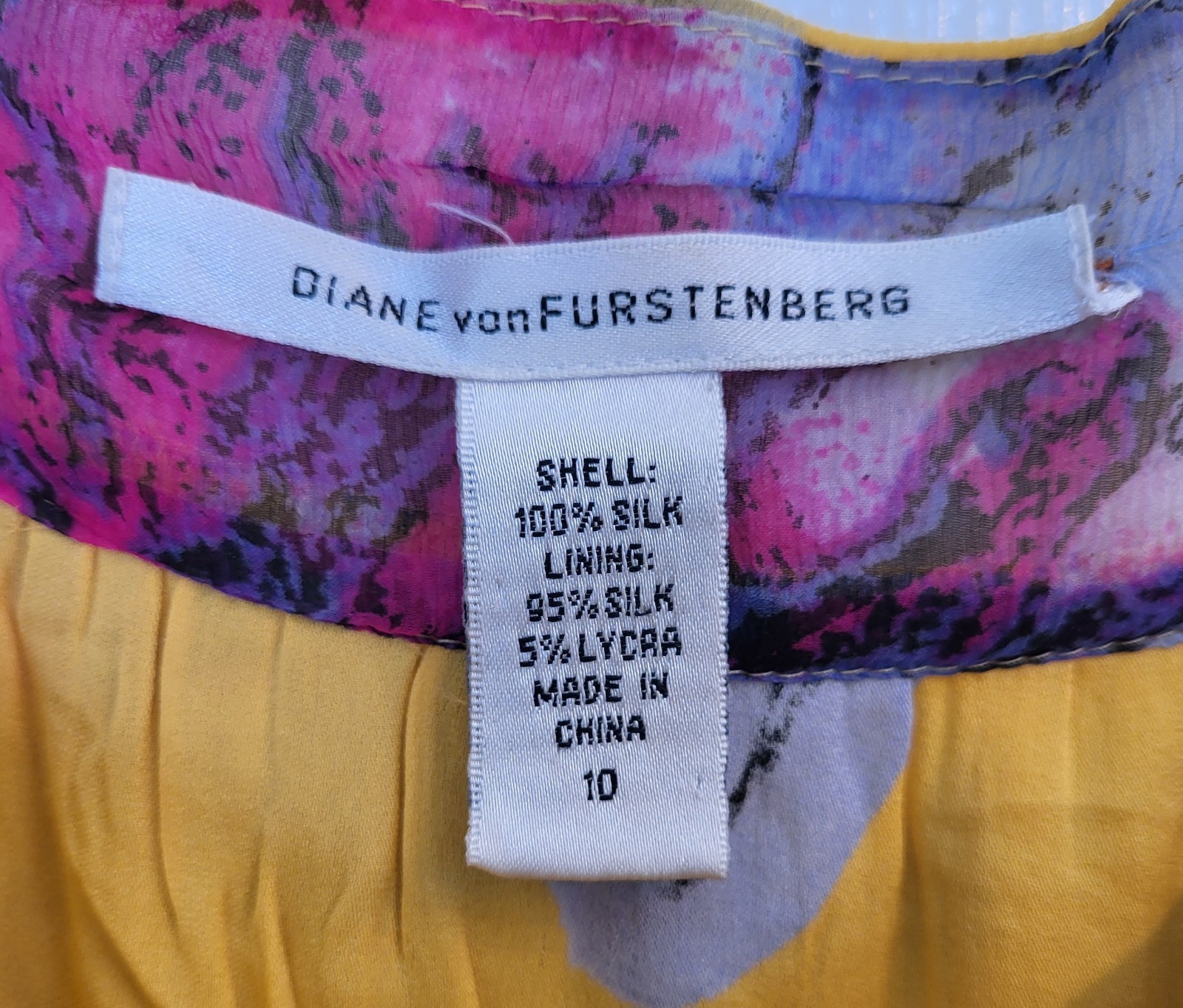 Diane von Furstenberg Yellow floral silk spaghetti strap top 100% silk size 10