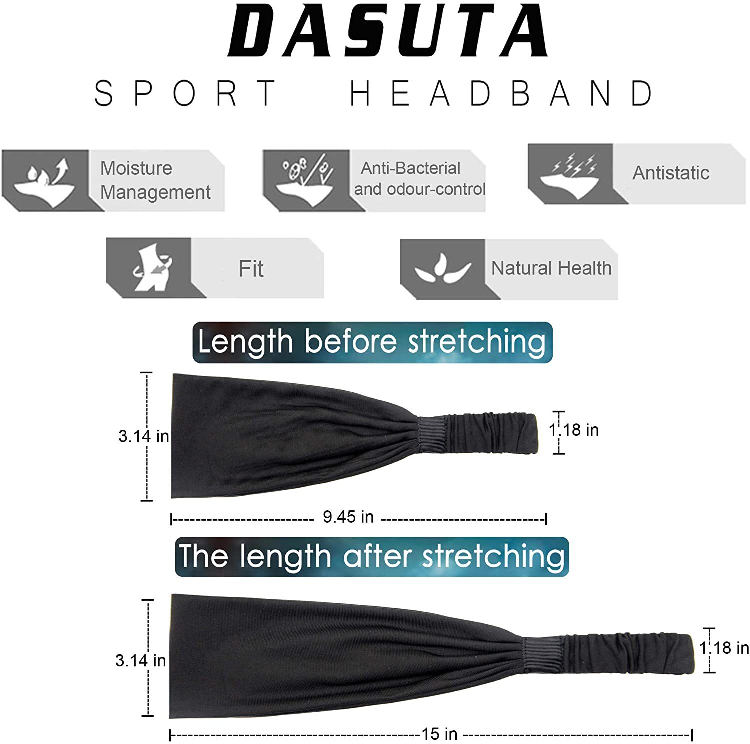 Workout Headbands for Women Men Sweatband Yoga Wide Headband Sports Sweat Bands