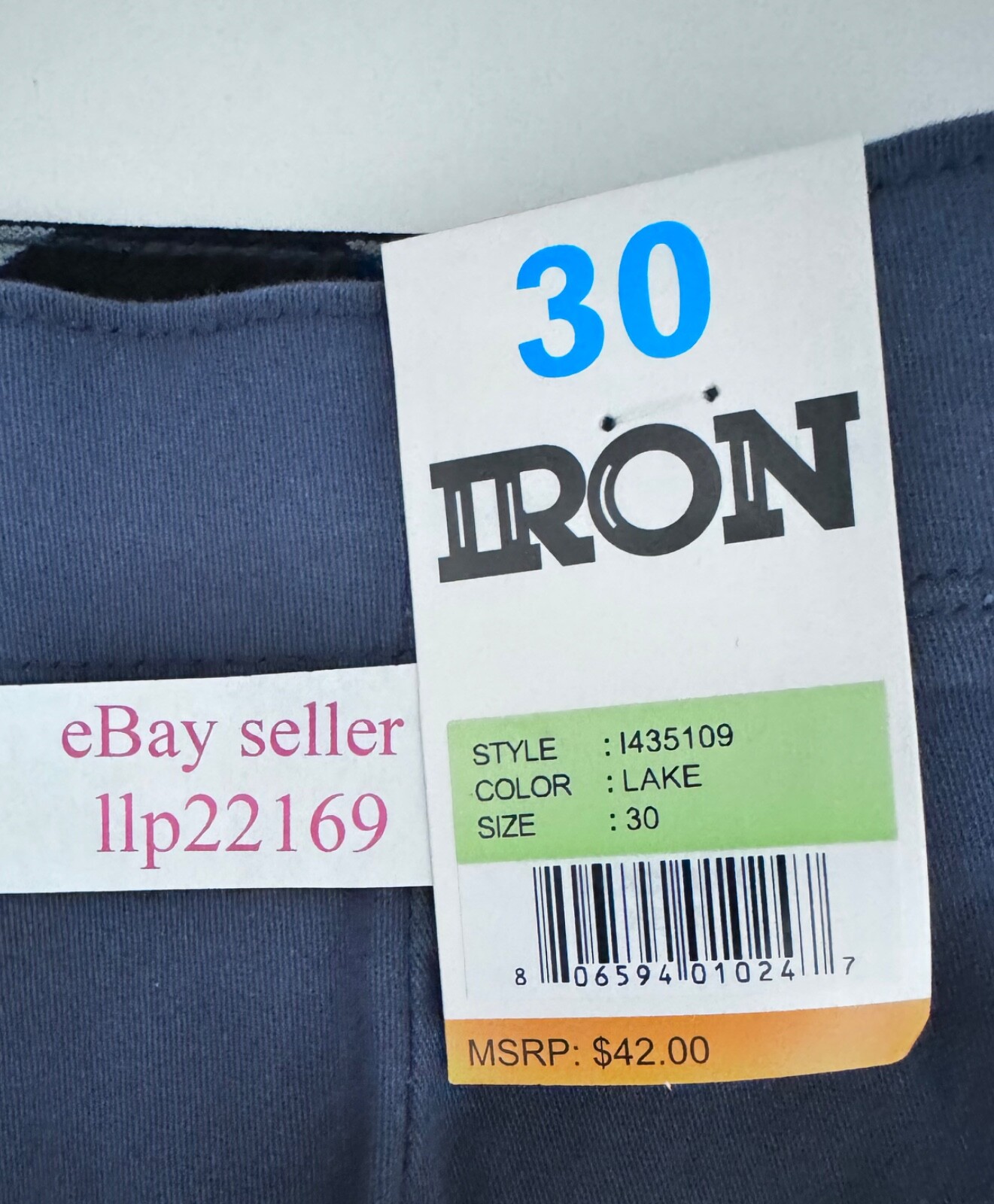 IRON CO Men’s Stretch Shorts (SIZE 30) Flex Waist Flat Front LAKE BLUE New Tag!