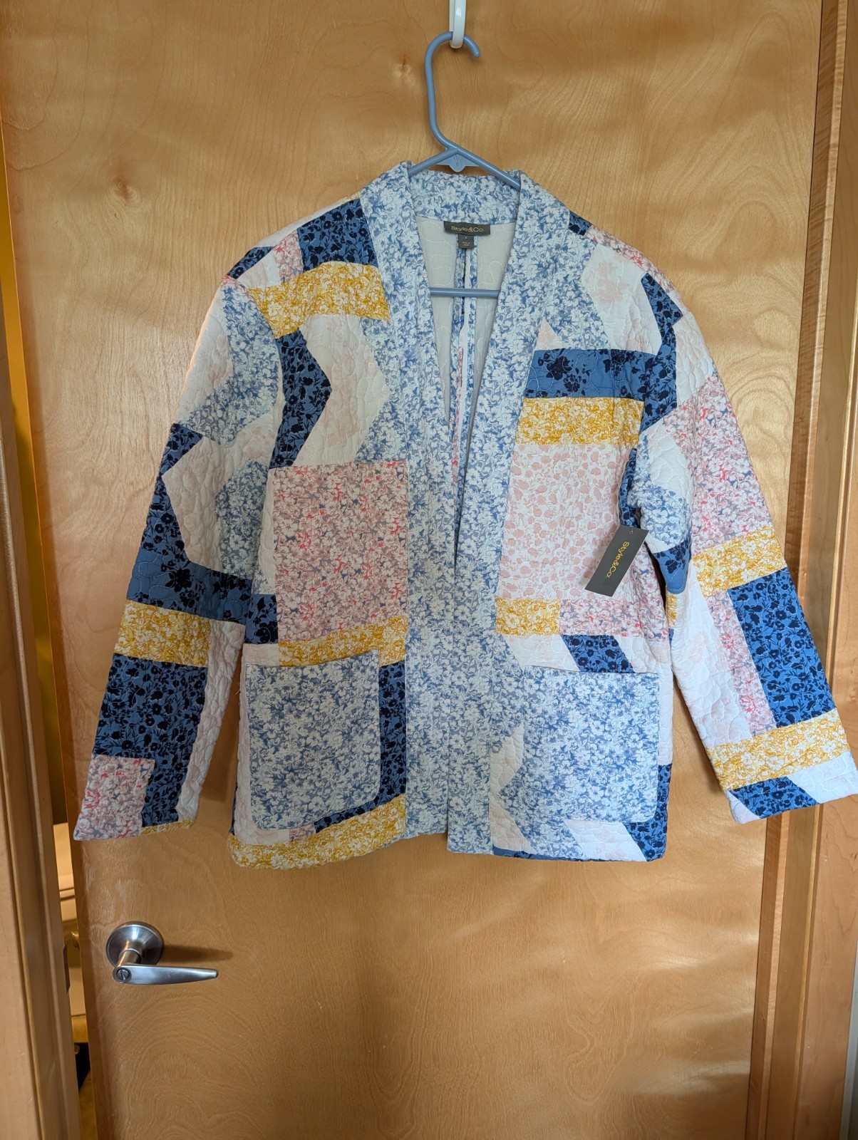 Style&Co. Coastal Classic Quilted Open Front Jacket Pockets S Multicolor NWT