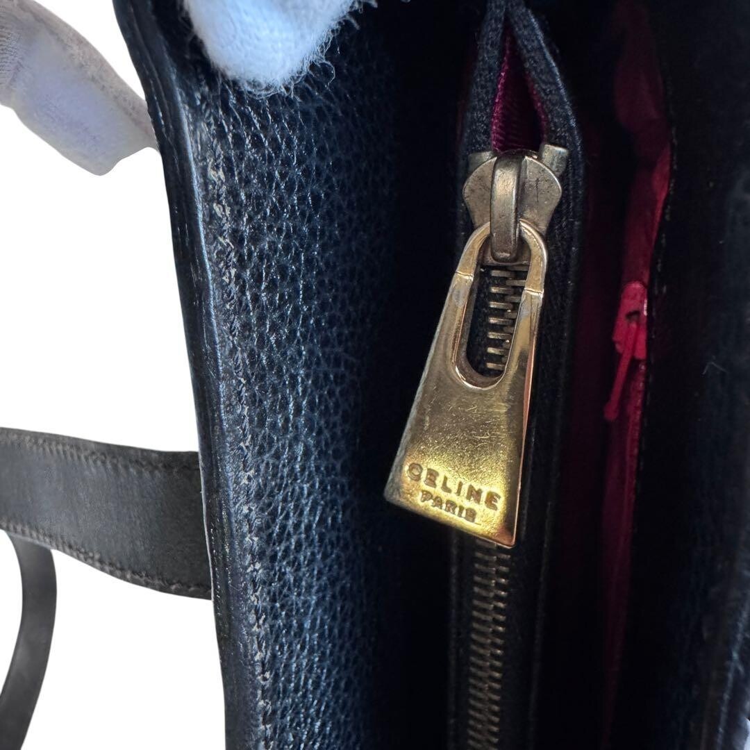 CELINE Tote bag Leather Black Vintage Authentic From Japan