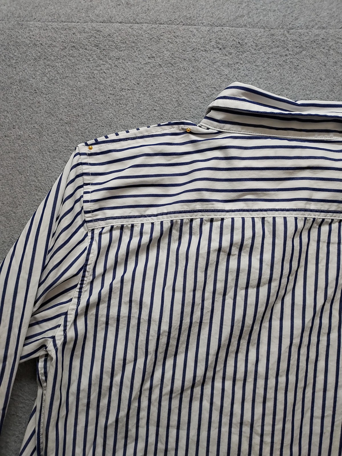 Lauren Ralph Lauren Shirt Womens Large White Blue Striped Button Up Long Sleeve