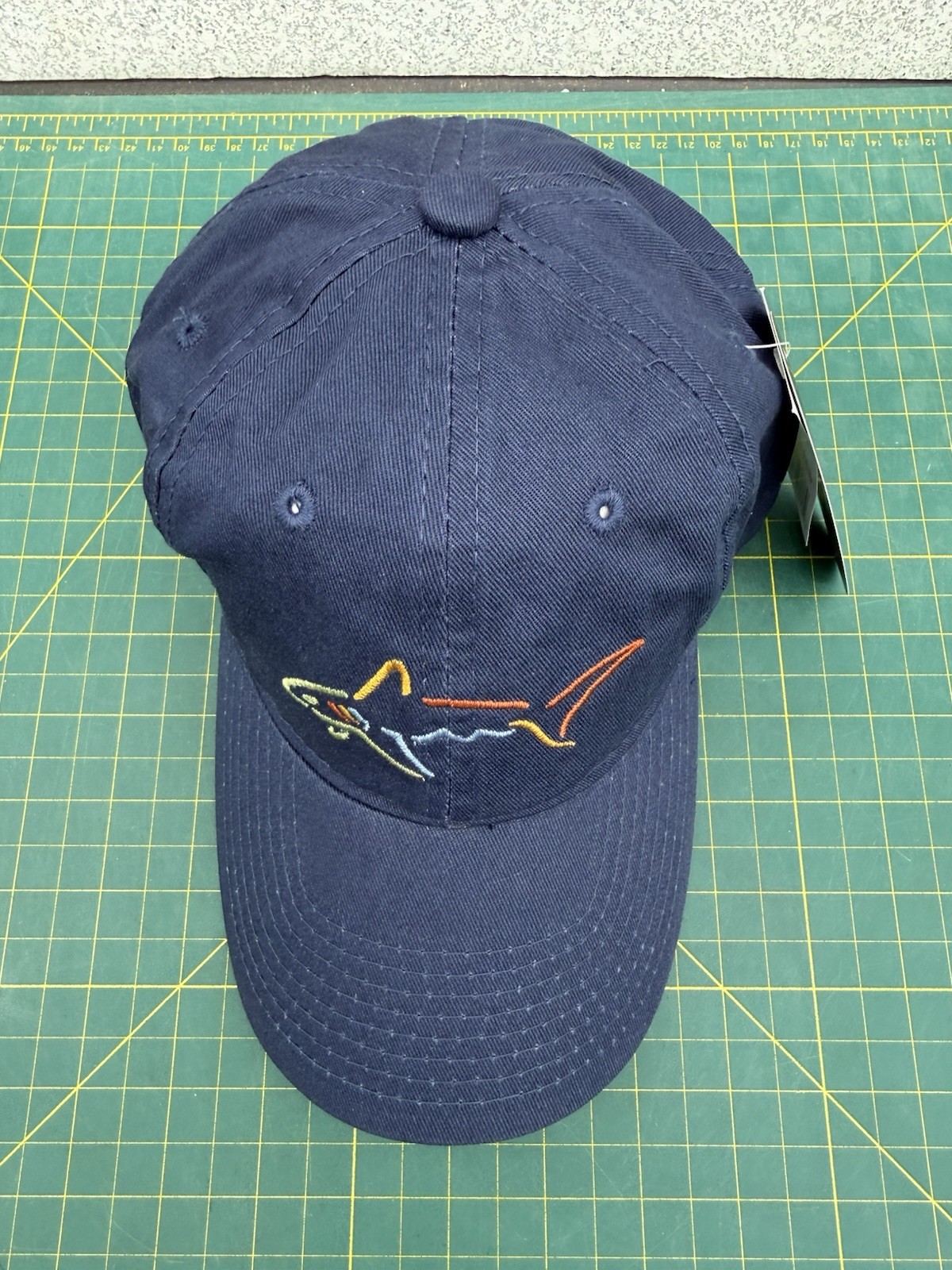 Greg Norman Dark Blue Embroidered Shark Logo Strapback Golf Hat Cap – New!