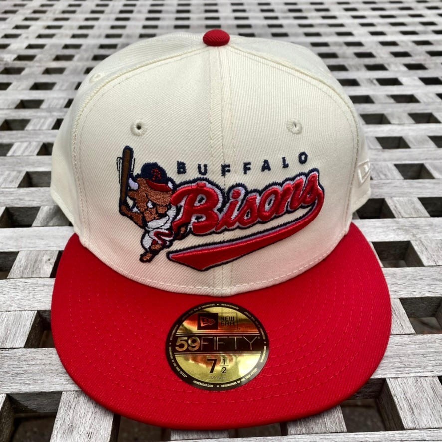 Buffalo Bisons Script VTG Alt Logo New Era 59FIFTY 2 Tone Topperz Hat 7 1/2