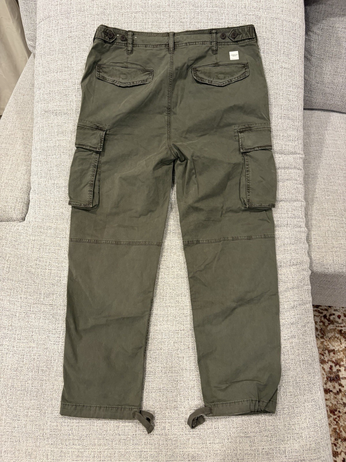 American Eagle Flex Stretch Green Cargo Pants Mens 32W Straight Fit Pockets