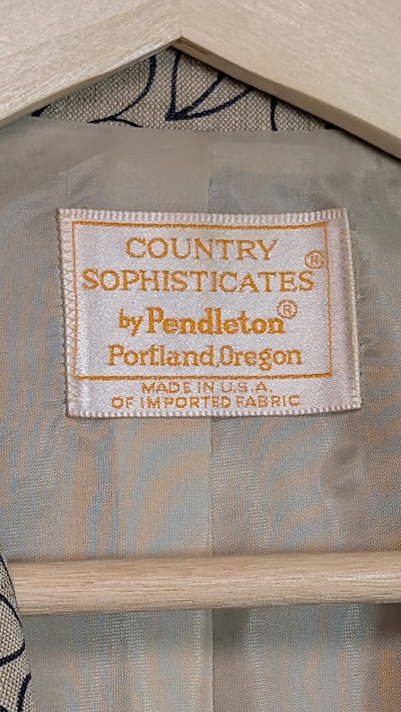 Vtg Pendleton Country Sophisticates Beige Floral Silk Blend Blazer Size 8