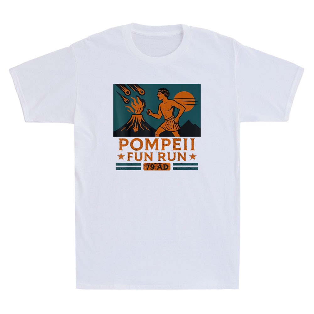 Pompeii Fun Run 79 AD Funny Volcano Geography Volcanologist Retro Men’s T-Shirt