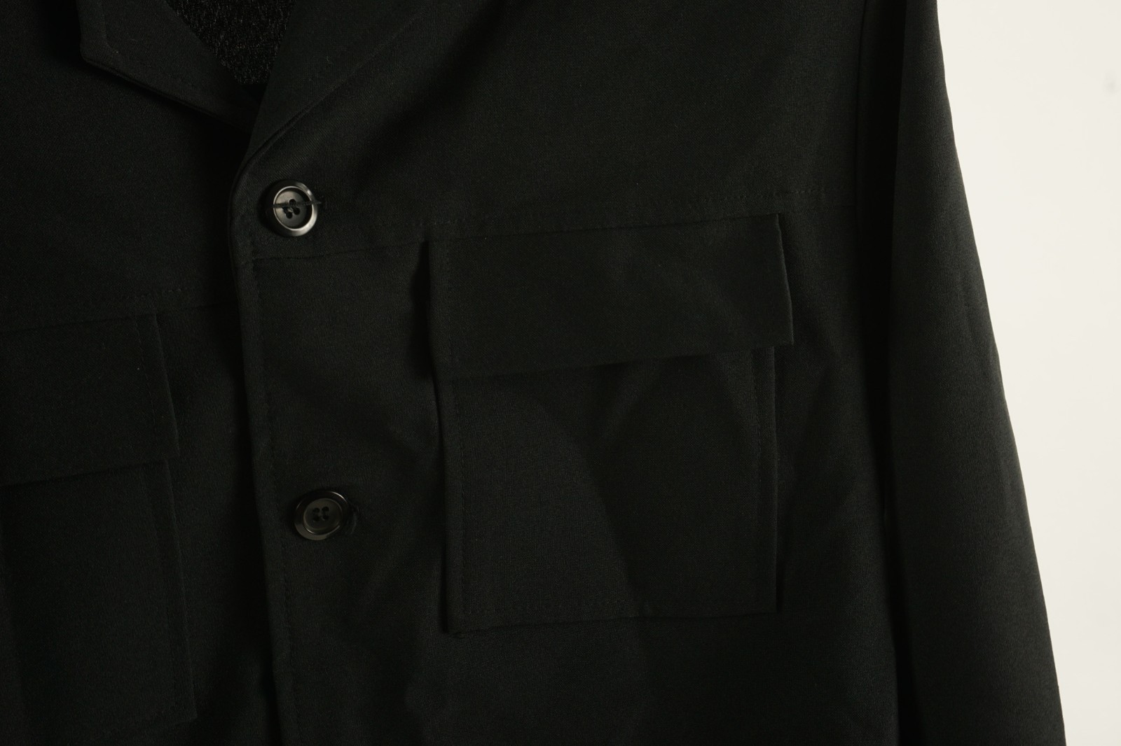 Vintage 1980s YMLA Open Collar Camp Shirt Jacket Mens Medium Black Woven Stretch