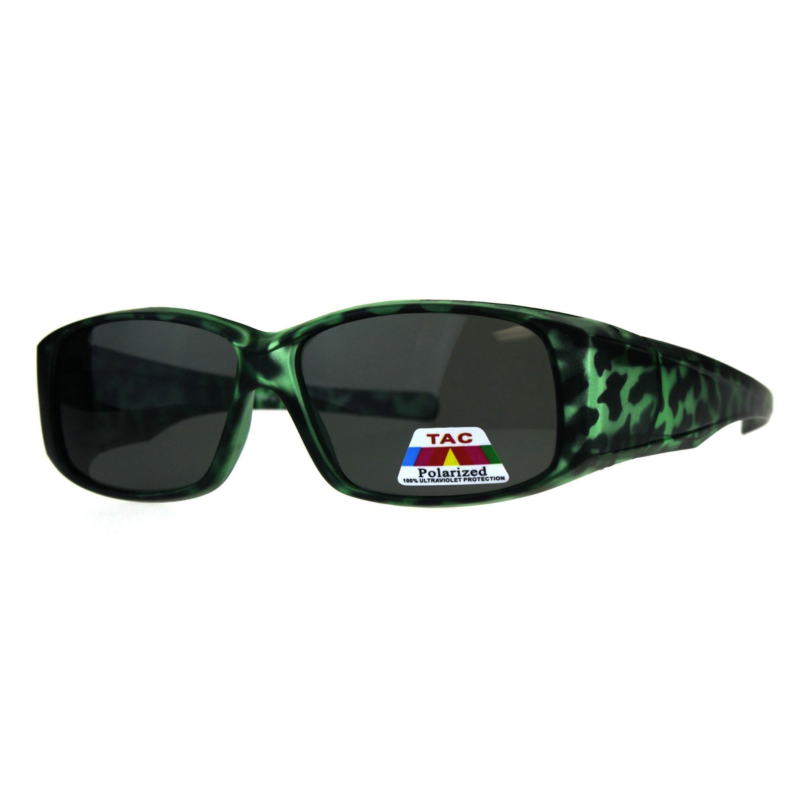 TAC Polarized Lens Fit Over Sunglasses OTG Rectangular Anti-Glare Matte Tort