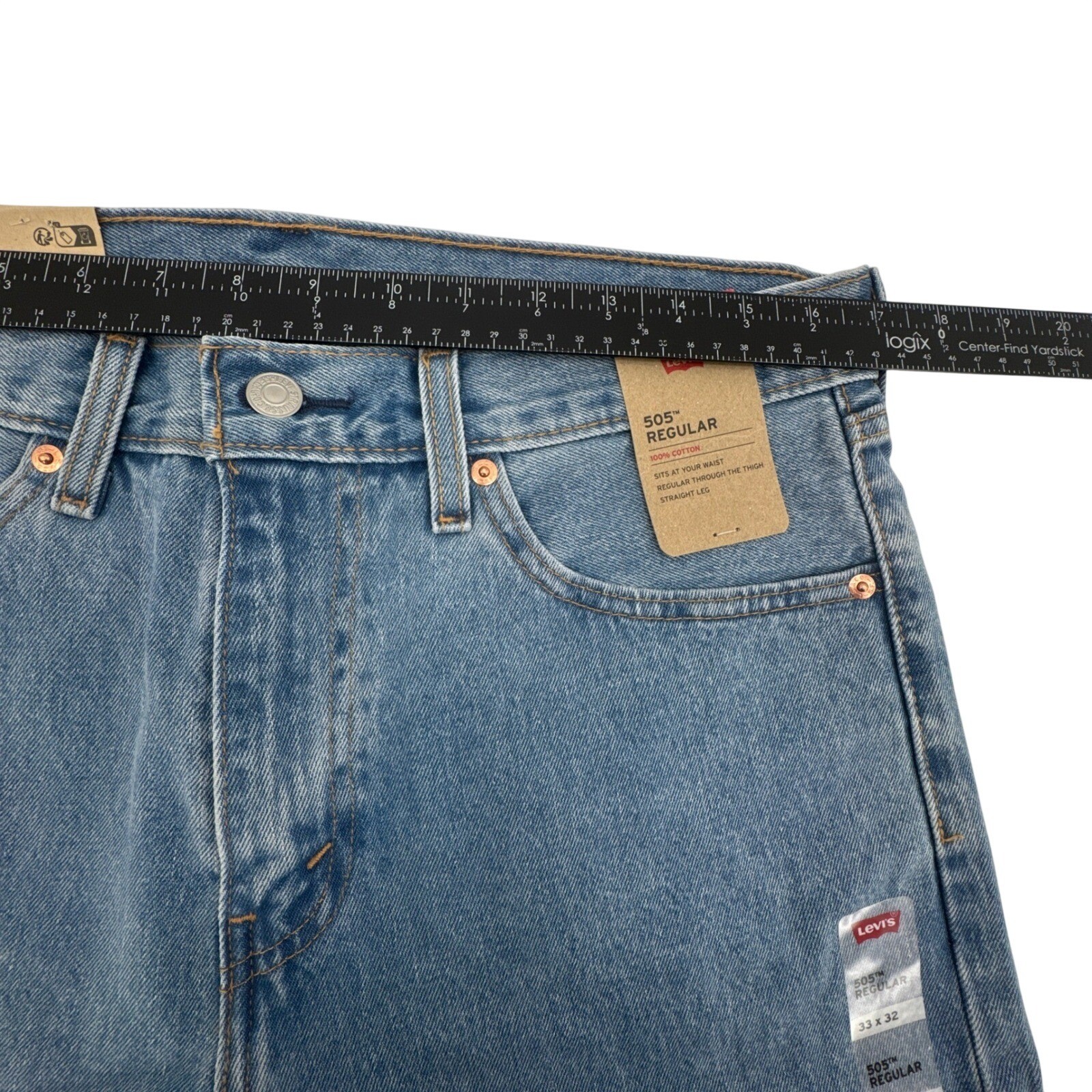 Levis 505 Jeans Mens 33×32 Medium Blue Regular Straight Leg Denim NWT
