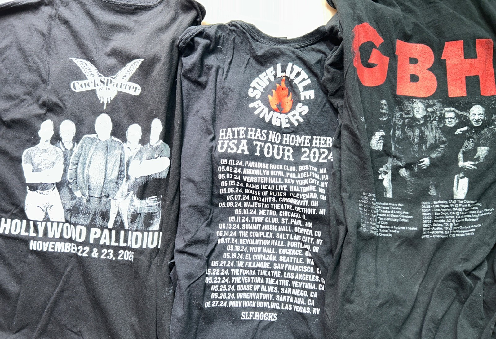5 PUNK SHIRTS SIZE XL COCK SPARRER GBH BLITZ STIFF LITTLE FINGERS EFFIGIES