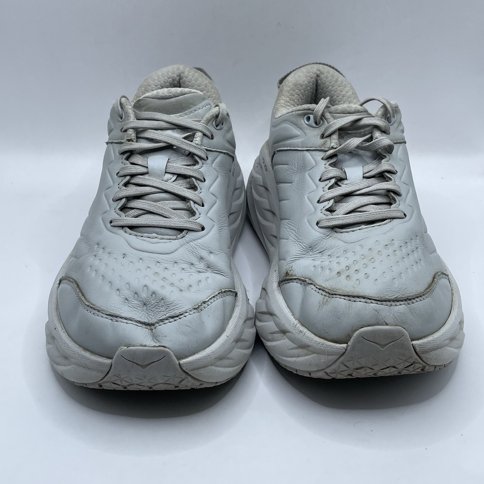 Hoka One One Bondi SR Wide Lace-Up Leather Work Sneakers Gray Women’s Sz 8 D