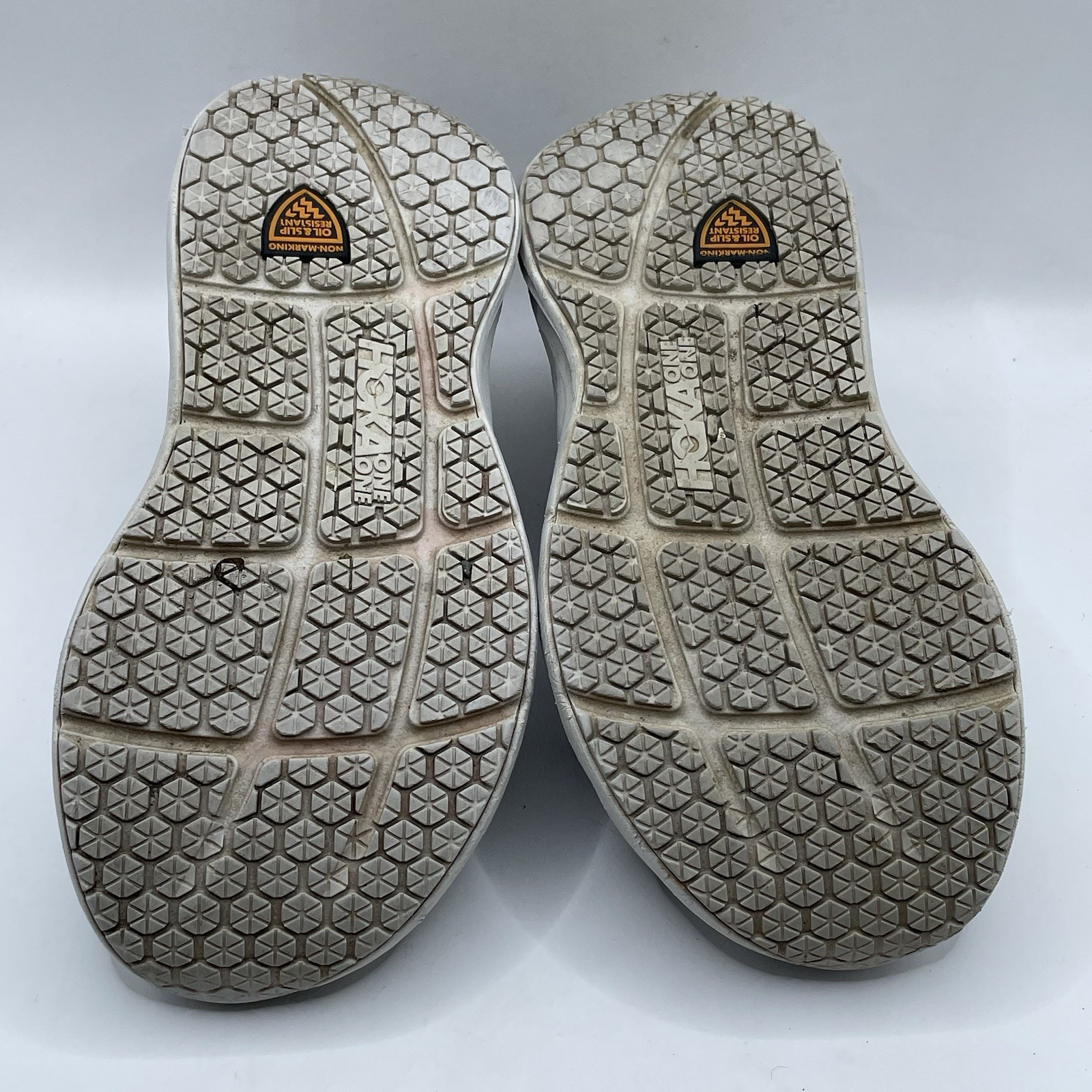 Hoka One One Bondi SR Wide Lace-Up Leather Work Sneakers Gray Women’s Sz 8 D
