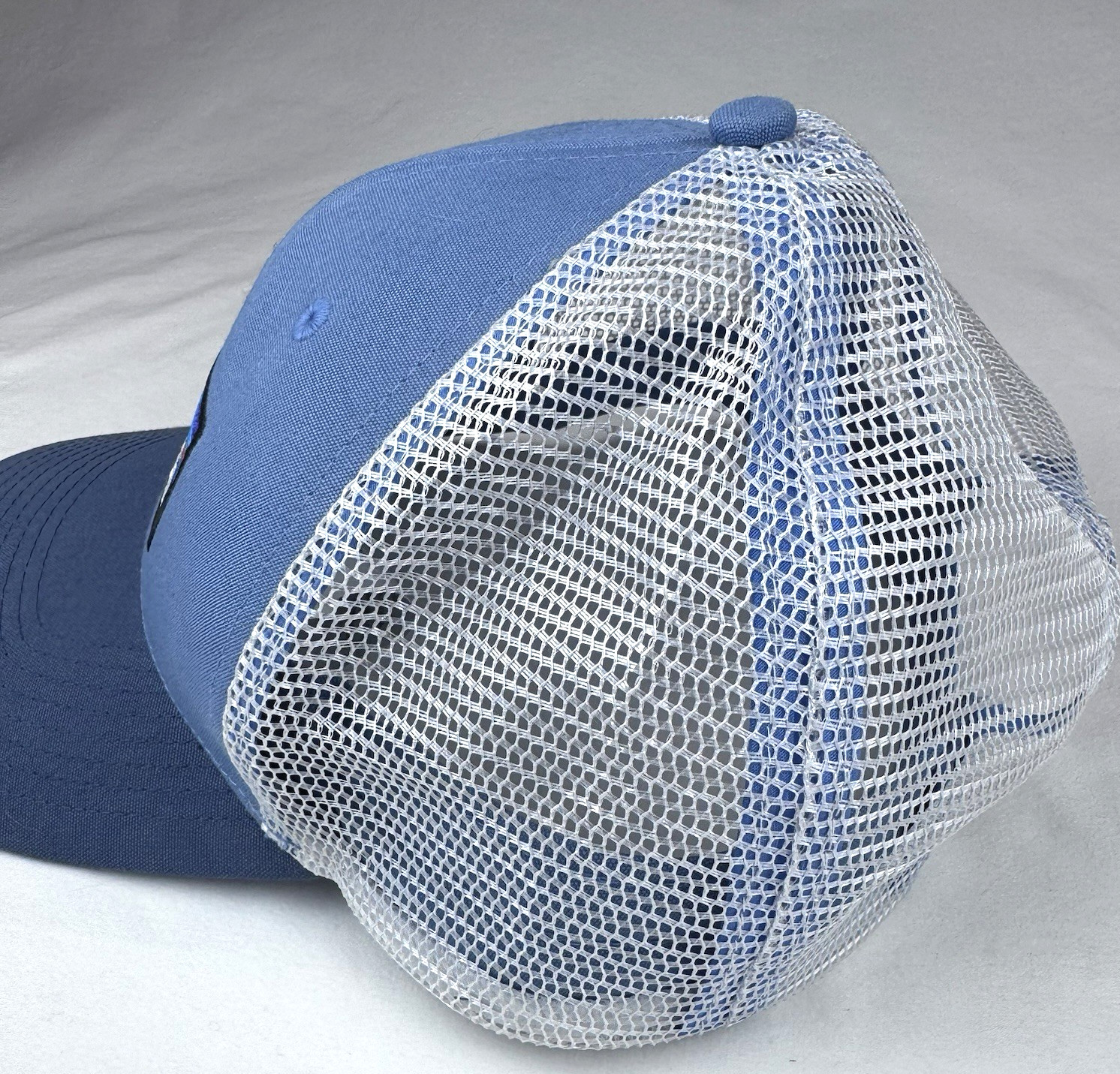 Patagonia P-6 Logo LoPro Trucker Hat Snapback 2 Tone Blue White Mesh