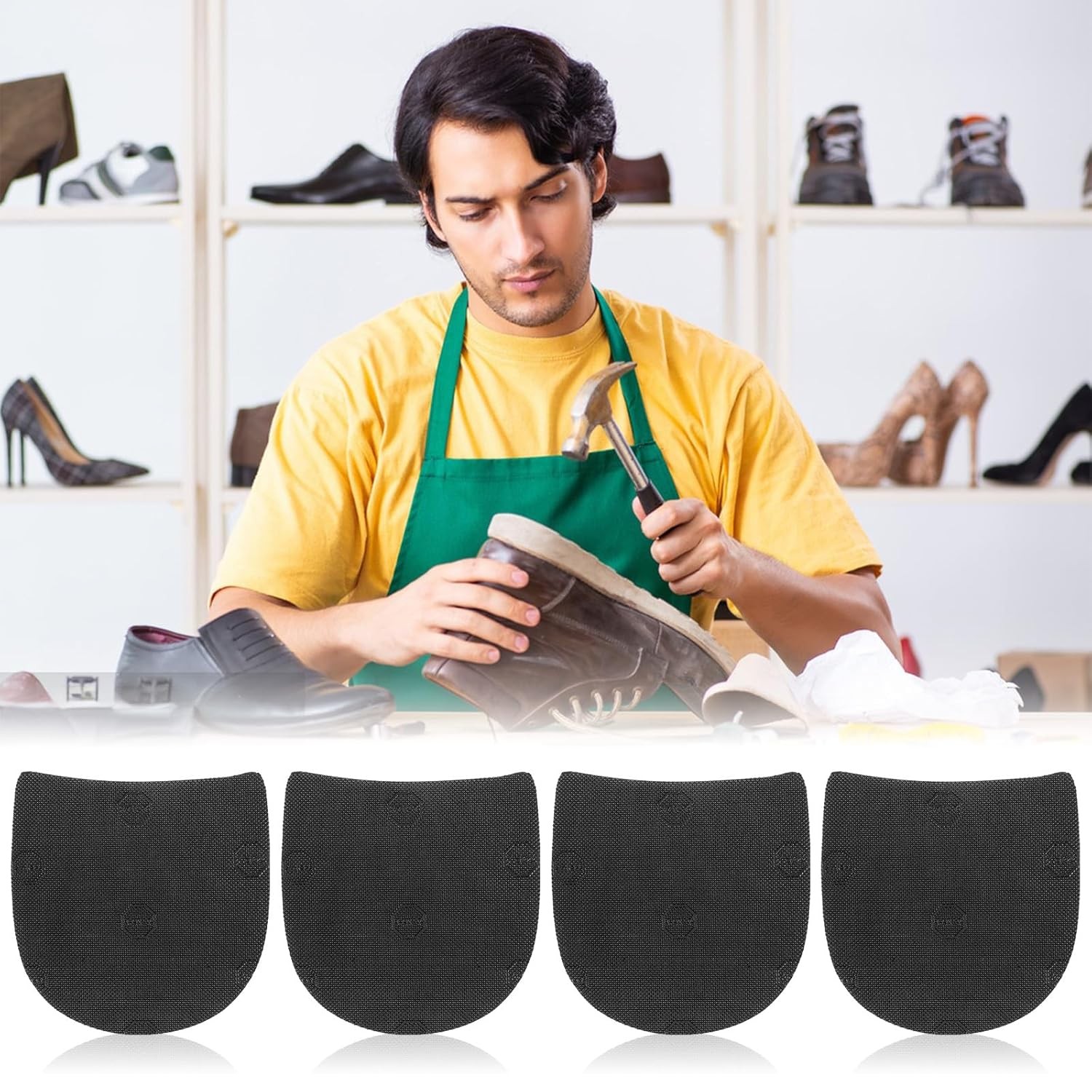 2 Pairs Shoe Repair Rubber Heels, Anti-Slip Shoe Heel Repair Kit Cuttable Boot H