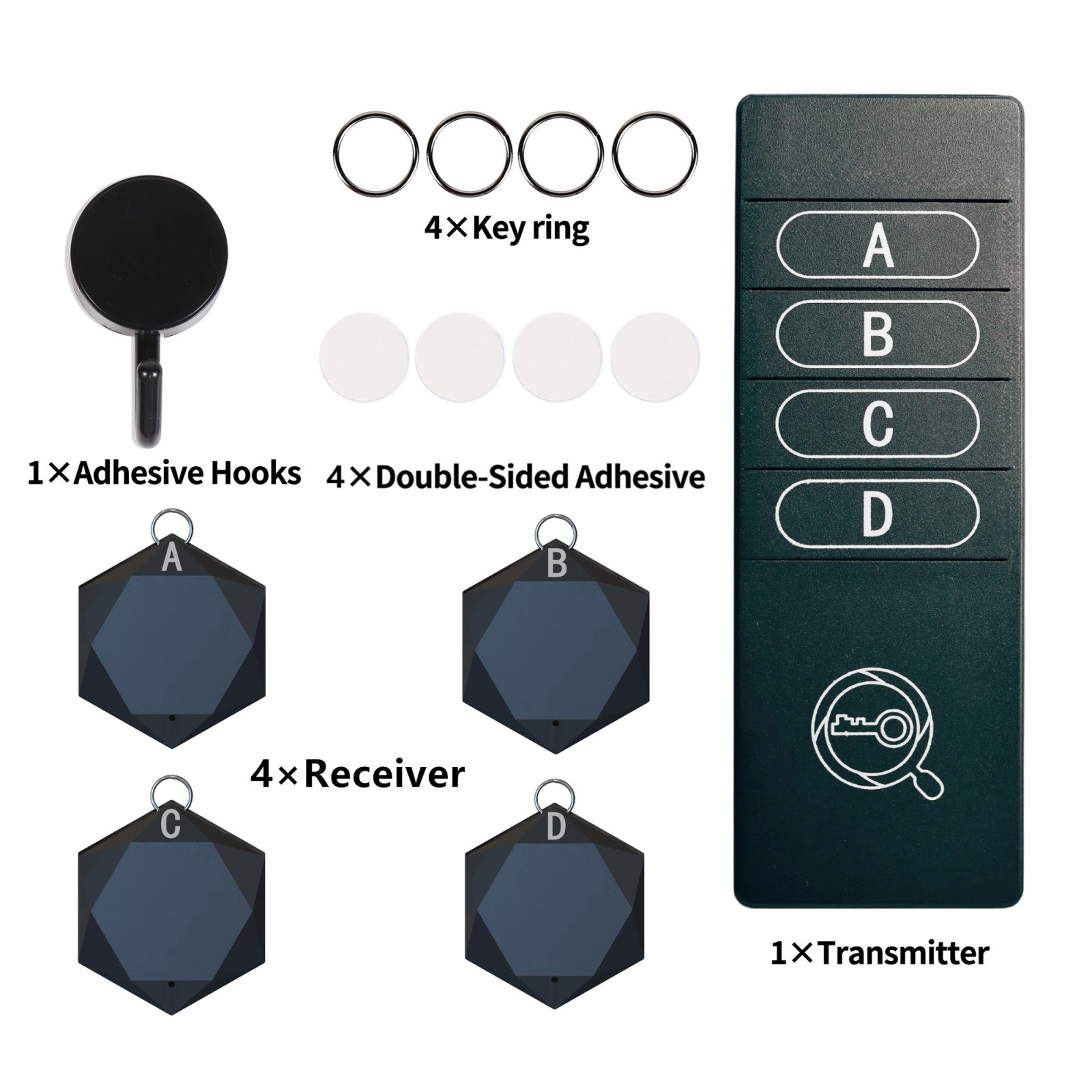 1 Set 4-in-1 Key Finder Wireless Alarm Anti Lost Key Wallet Tracker Accessories