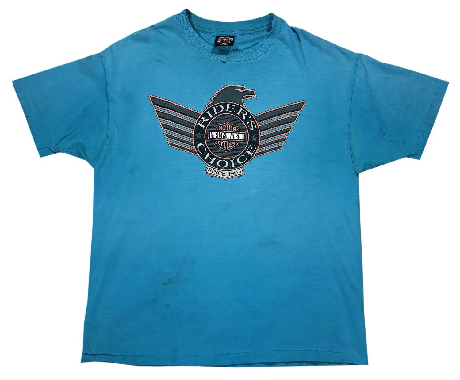 Vintage Harley Davidson Riders Choice Teal T Shirt (Size XL) “Sharon”