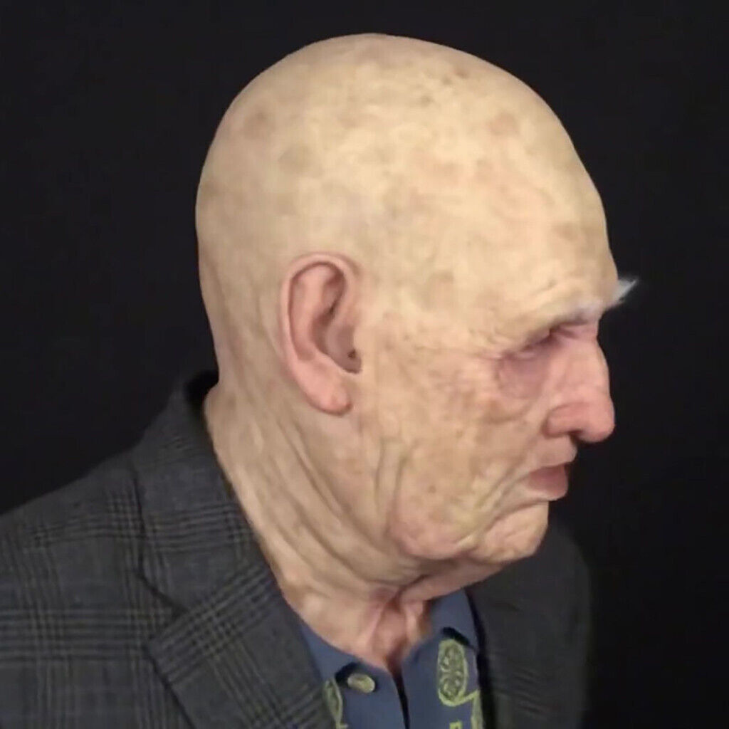 Old Man Mask Latex Halloween Cosplay Party Realistic Full Face Masks Headgear
