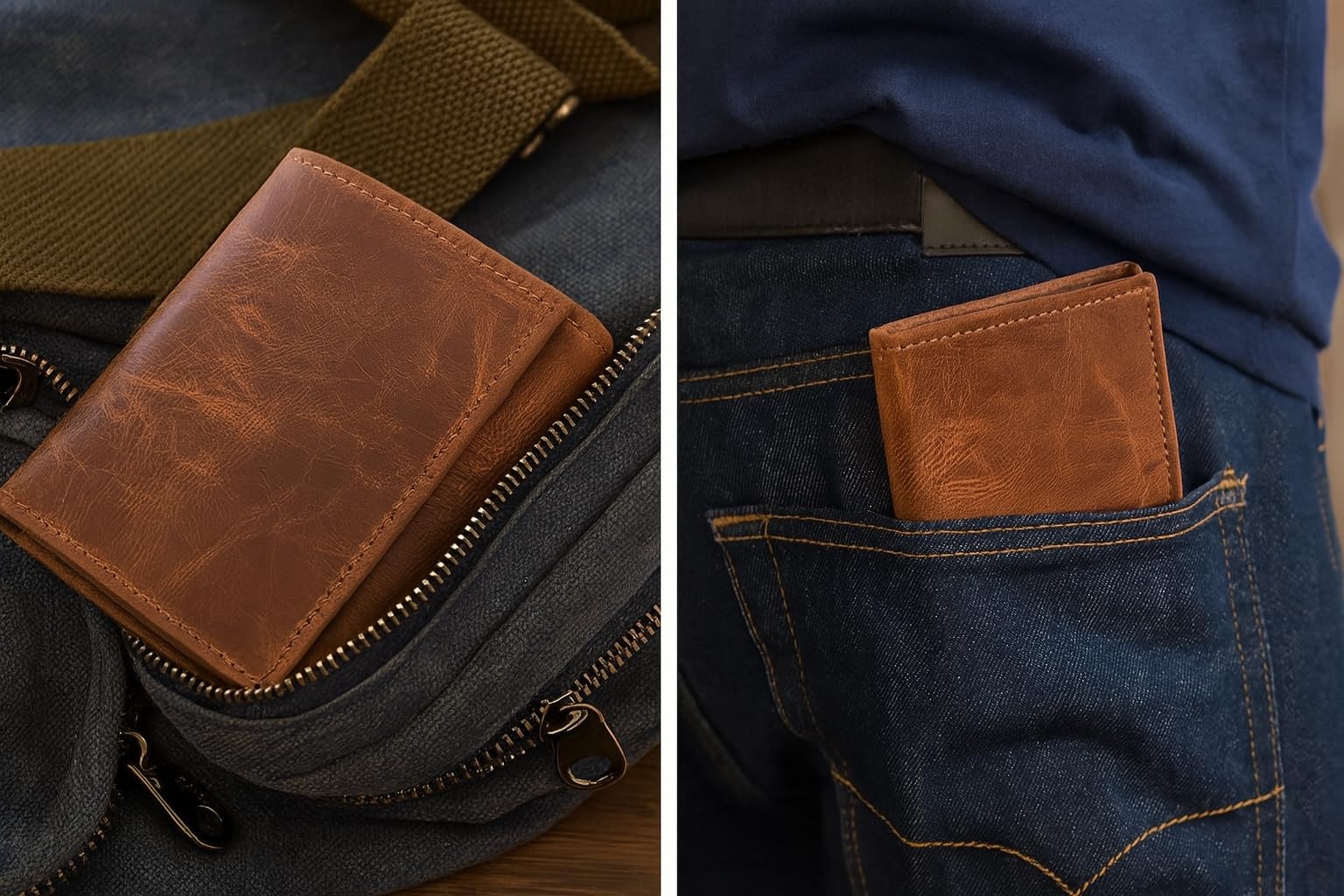 Tri fold Leather Wallet for Men with RFID | Slim Wallets for Men with 1 ID an…