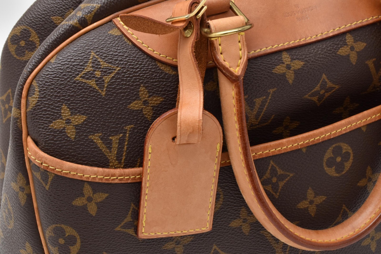 LOUIS VUITTON LV Logo Deauville Hand Bag Tote Bag Monogram Leather Brown M47270