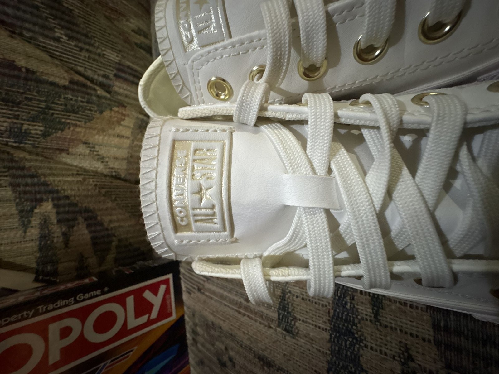 Converse Chuck Taylor All Star Low White Synthetic Leather with Gold Eyelets