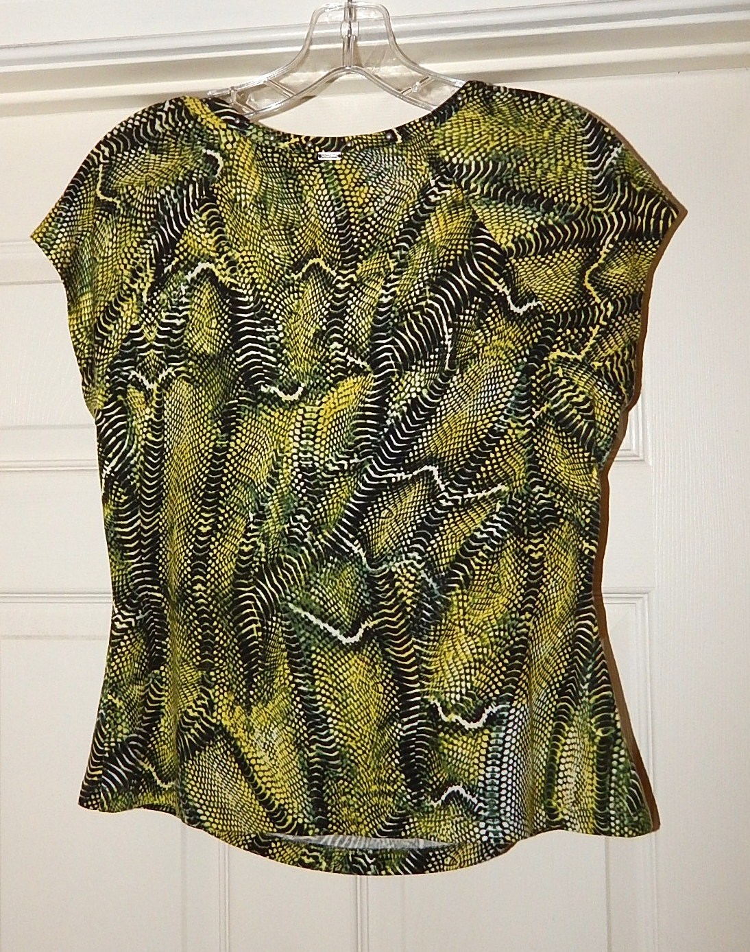 St John Sport Green Multi Ruched Studded Stretch Top sz S