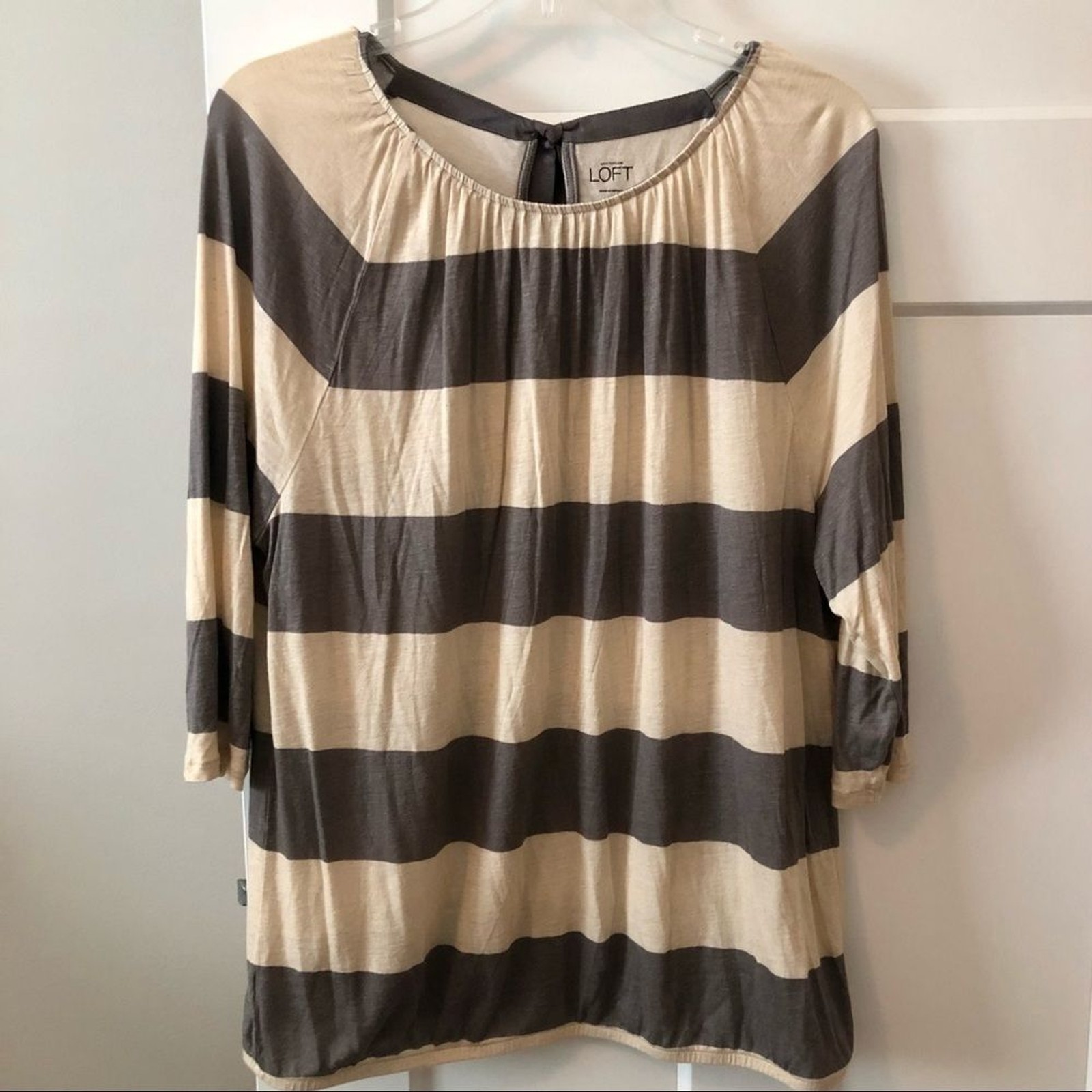 Large Loft Grey and cream striped shirt