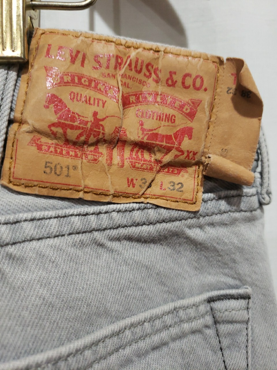 Vintage LEVI JEANS 501 Original Shrink-to-Fit Straight Button Fly Gray 90s