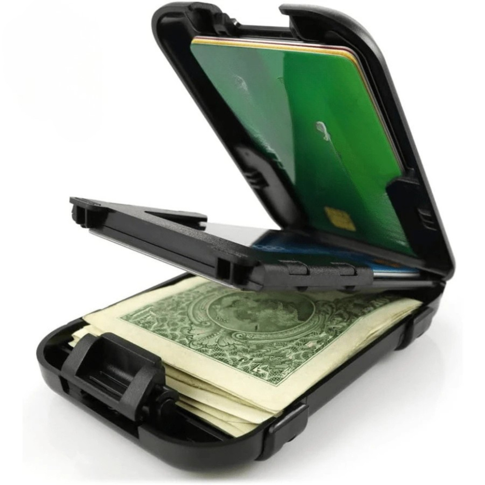 Mans Slim Wallet RFID Blocking ID/Credit Card Holder Hard Case Pocket Money Clip