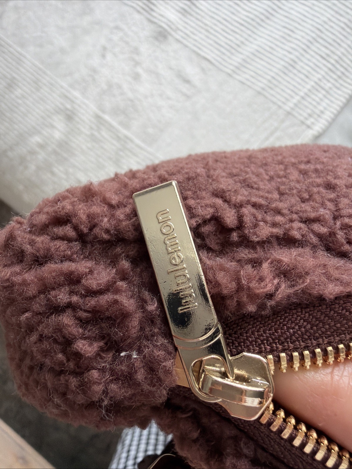 NWOT Lululemon Everywhere Belt Bag 1L Brown Sherpa Fleece Gold Hardware Auth
