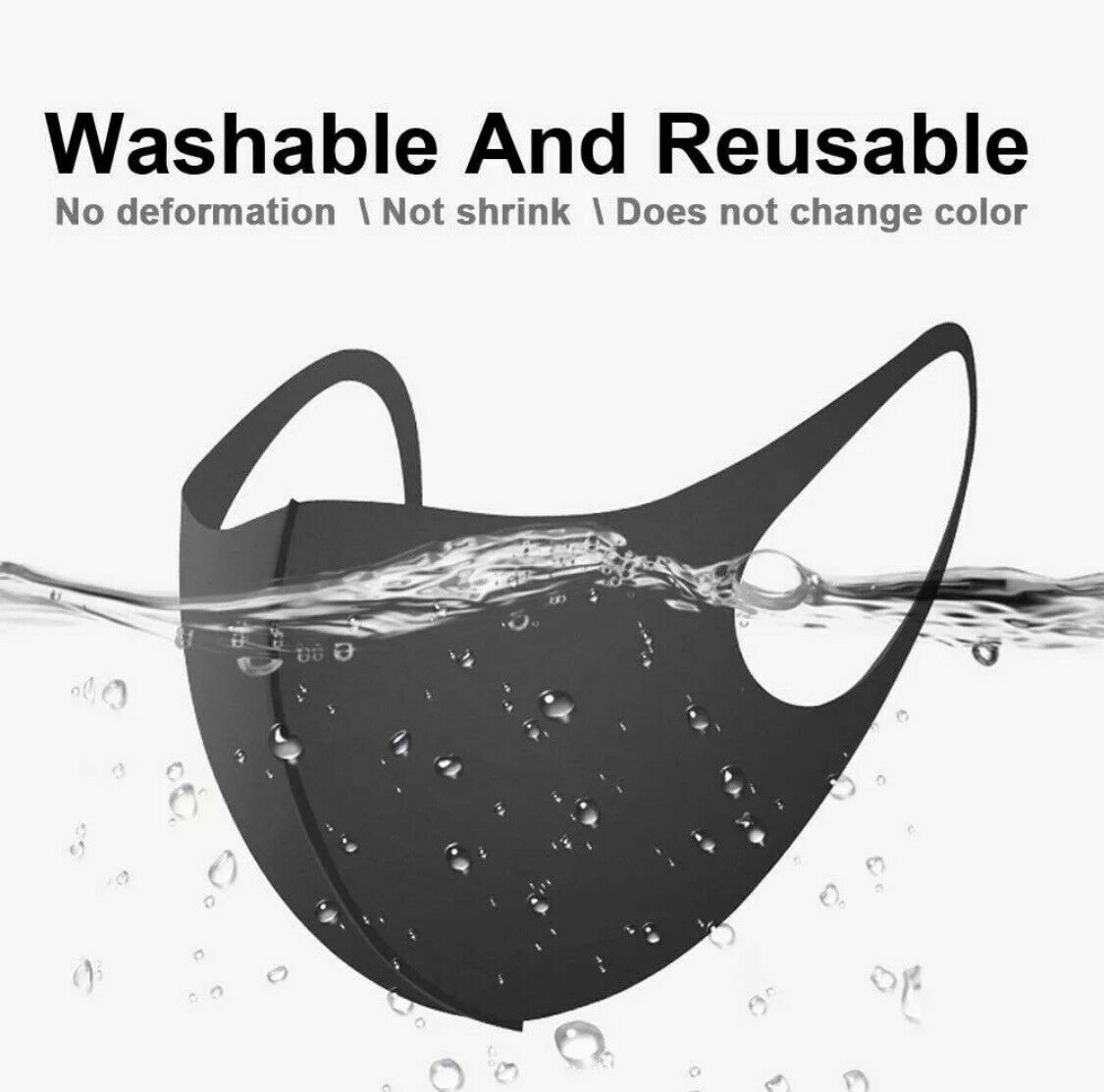 5PC & 2PC Black Face Fashion Mask Washable Reusable Unisex Adult MASK US SELLER