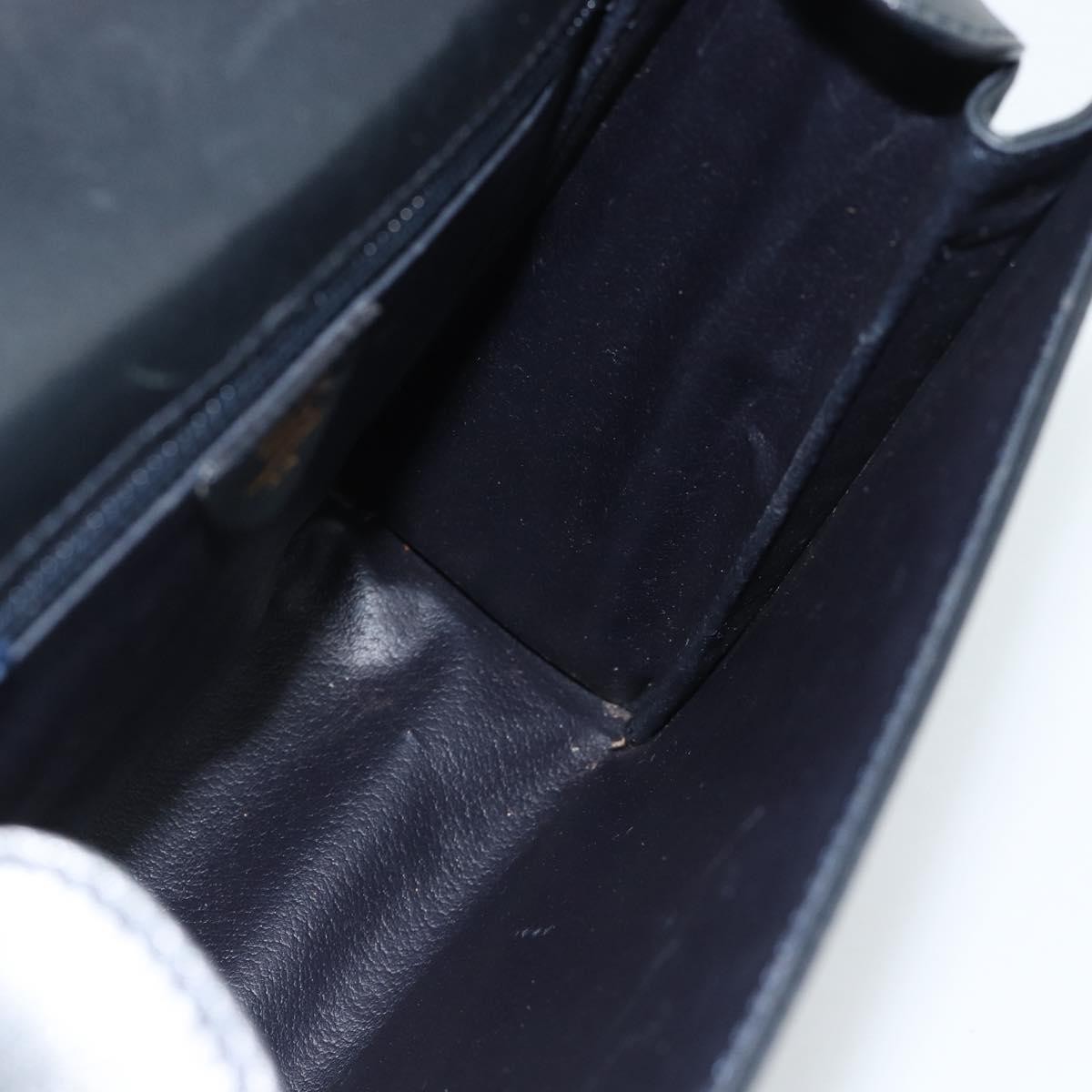 CELINE Hand Bag Leather Black Gold Auth 185125