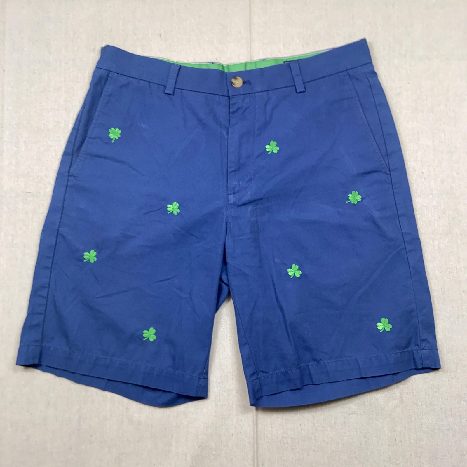 Vineyard Vines Breaker Shorts Mens Size 33 Blue Embroidered Clover Chino 9in