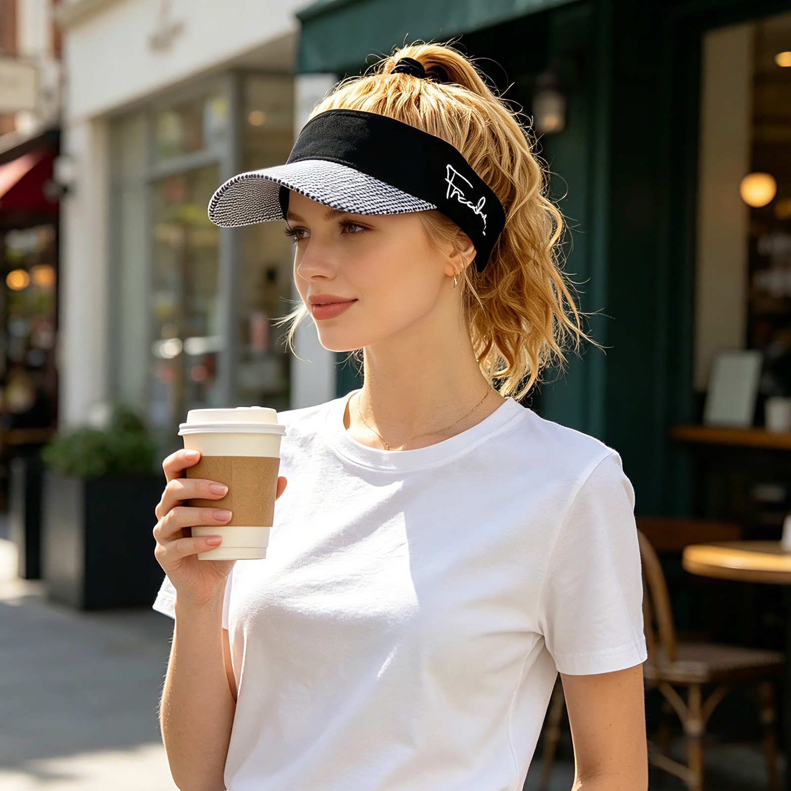 Women’s Baseball Cap with Attached Ponytail Wig Hair Sports Sun Hat Adjustable