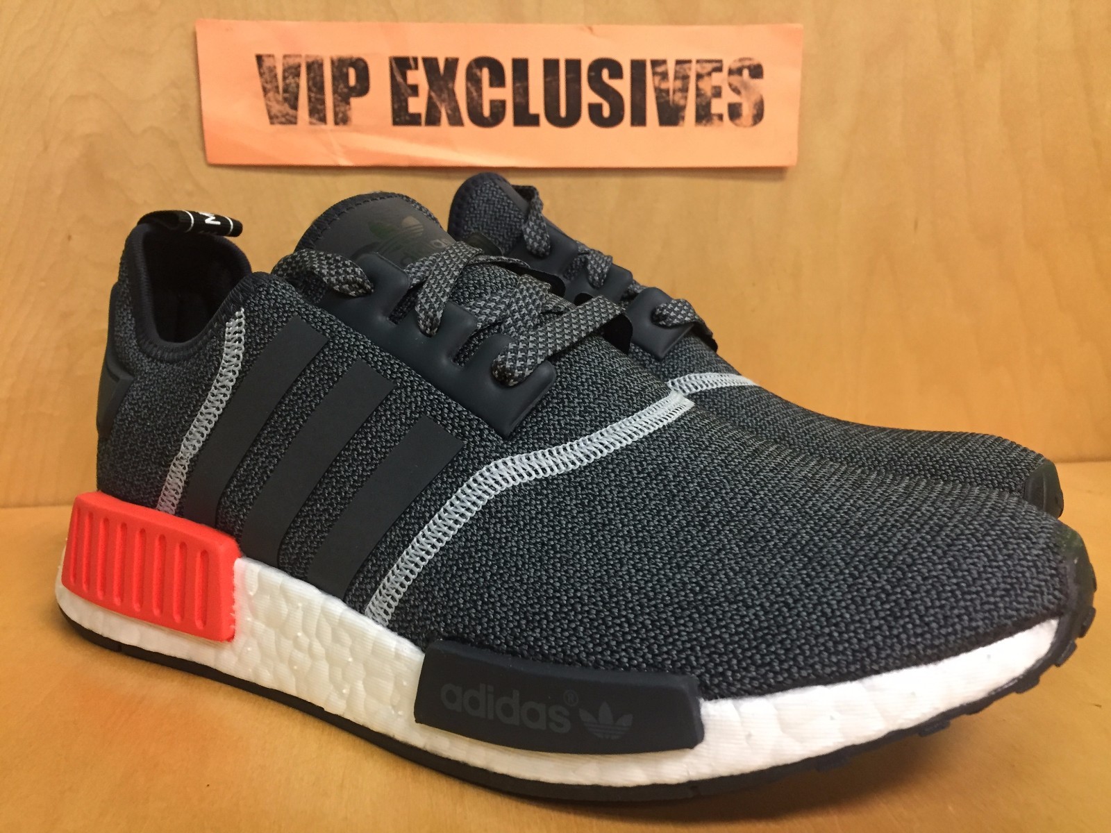 Adidas NMD R1 Runner Charcoal Grey Orange 3M Mesh Nomad S31510