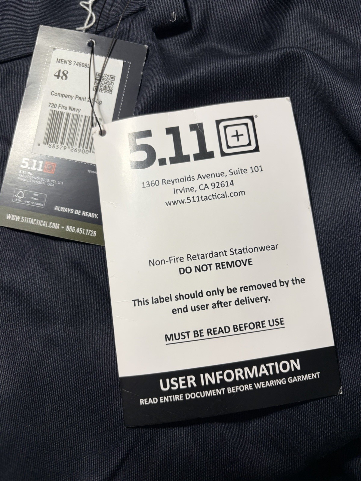 5.11 Tactical Company Pants 2.0 720 Fire Navy Regular Fit 48×28 ~NWT~