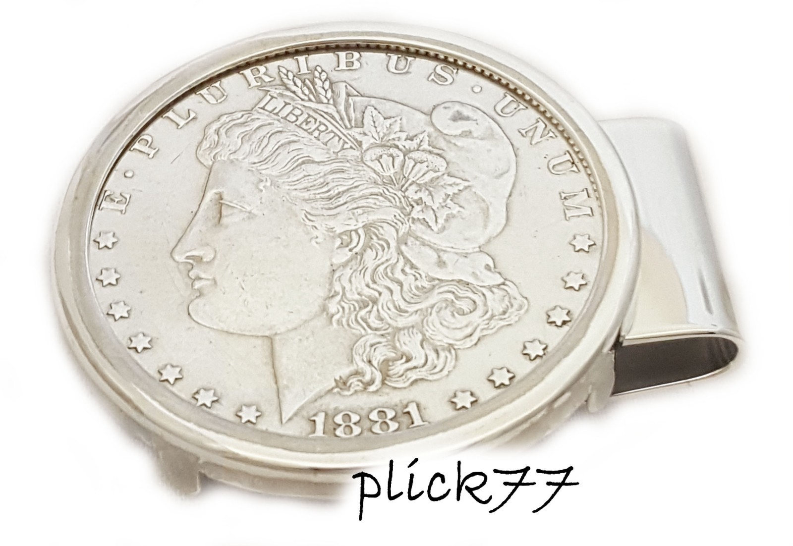 Morgan Silver Dollar Hinged Back Money Clip With Coin