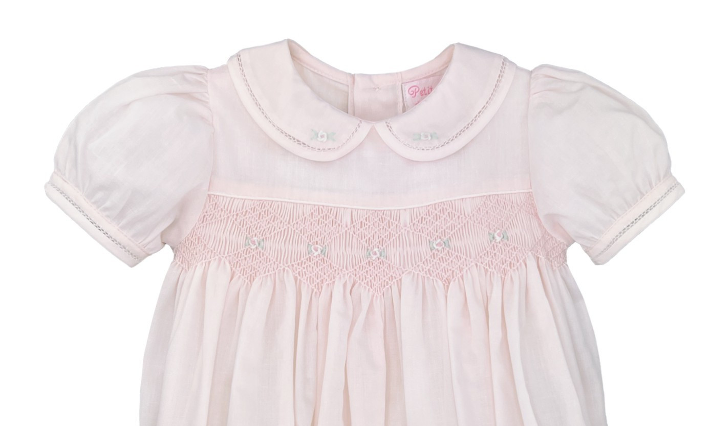 NWT Petit Ami Pink Smocked French Bubble Romper 9M 9 Months Baby Girls