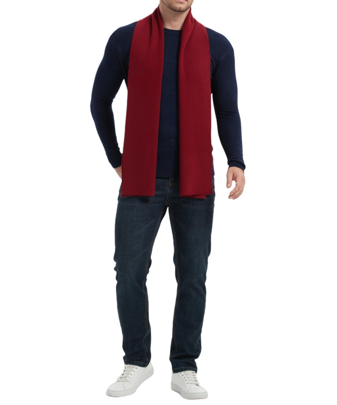Soft Warm Cashmere Scarf for Men – Stylish Long Winter Scarf, Solid Color