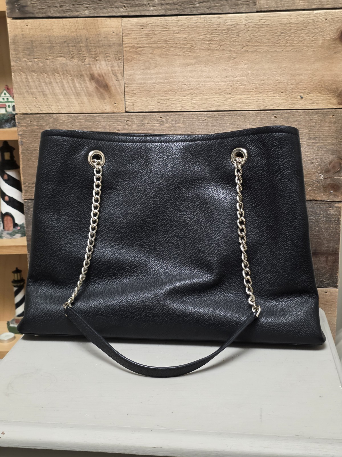 Kate Spade New York Wellesley Camryn Black Pebbled Leather Chain Tote