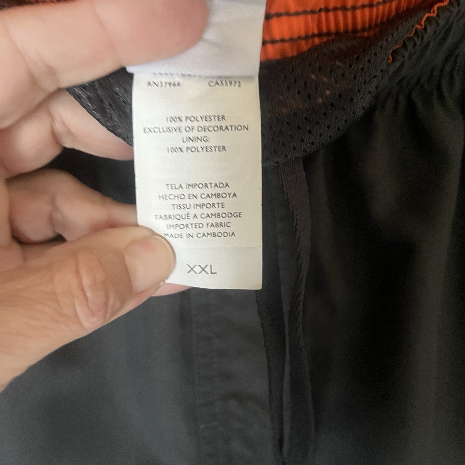 Nike Men XXL Core Volley 9″ Cargo Swim Trunks Mesh Liner Charcoal Grey Orange