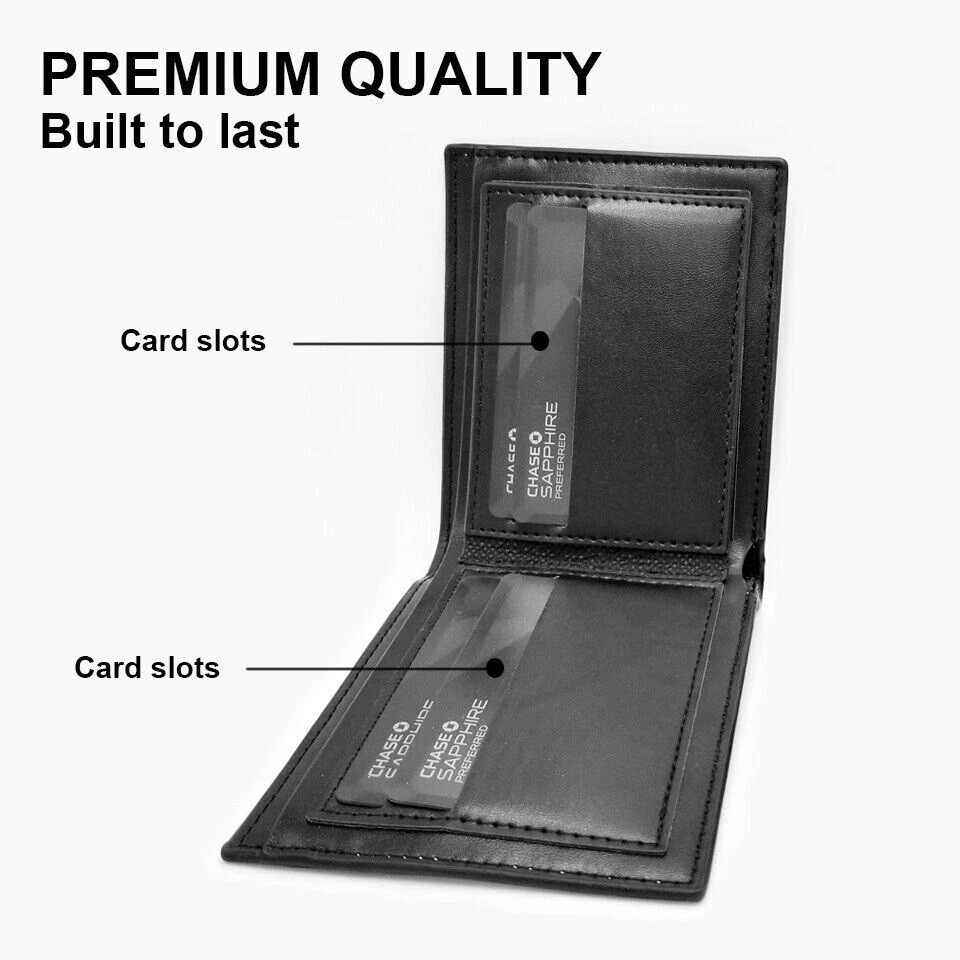 Men’s Carbon Fiber Leather RFID Blocking Slim Bifold Wallet Card Holder