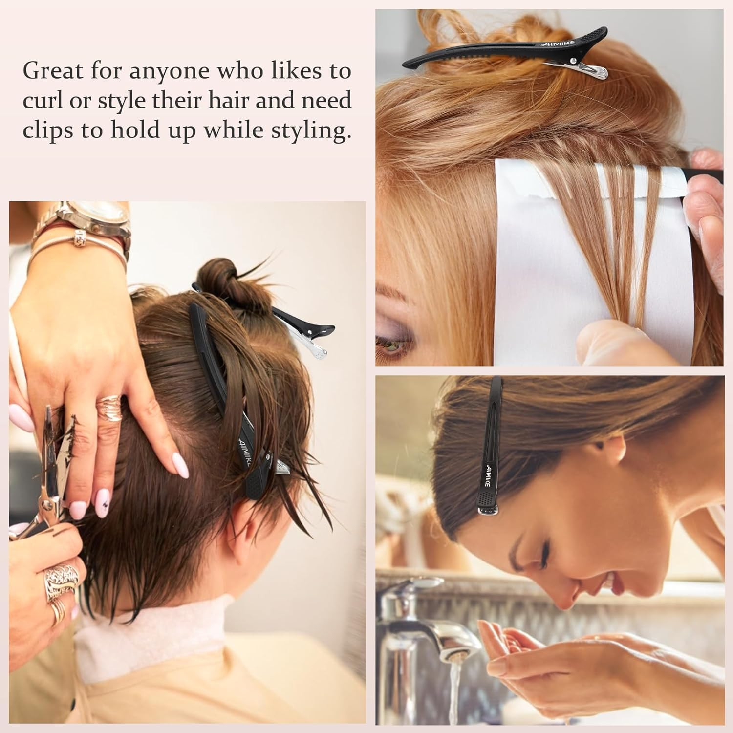 6Pcs Professional Hair Clips for Styling Sectioning, Non Slip No-Trace Duck Bill