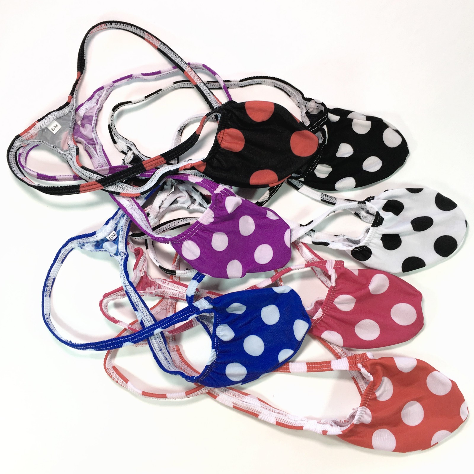 K403 DS Mens String Thong Grape Smugglers Contoured Pouch Jersey Round Dots
