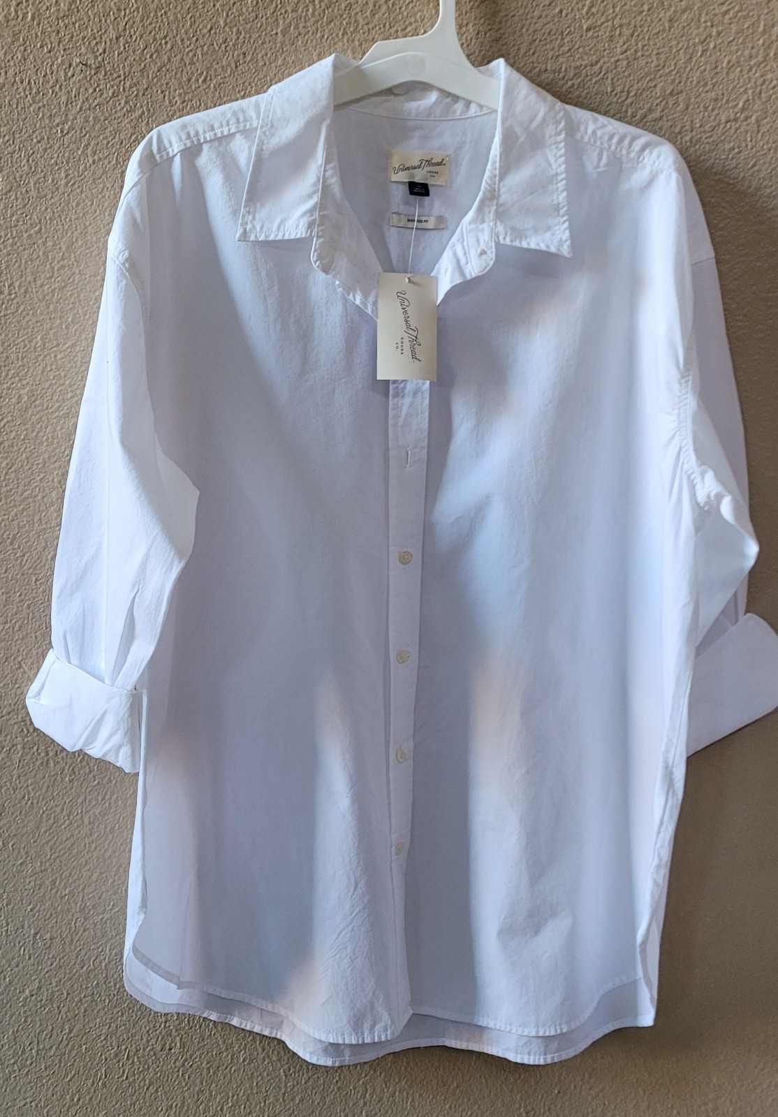 Universal Threads Blouse, Oversize Fit, Long Sleeve Size XL White 100% Cotton